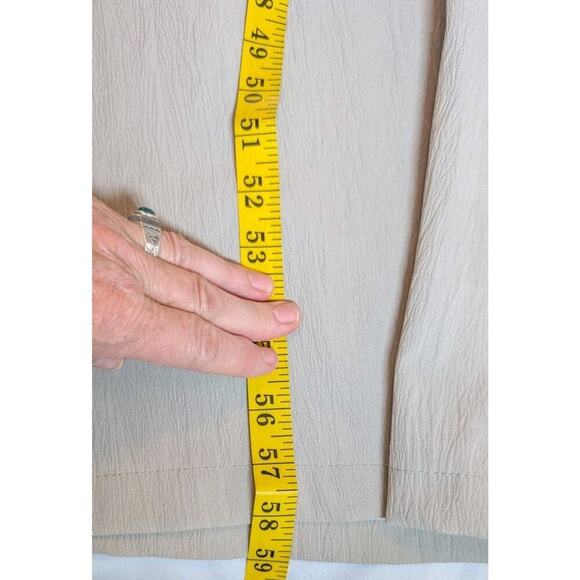 Women's Palazzo Overall Jumpsuit Romper L Beige Tan Neutral Color Big Bib Pocket - Picture 10 of 11